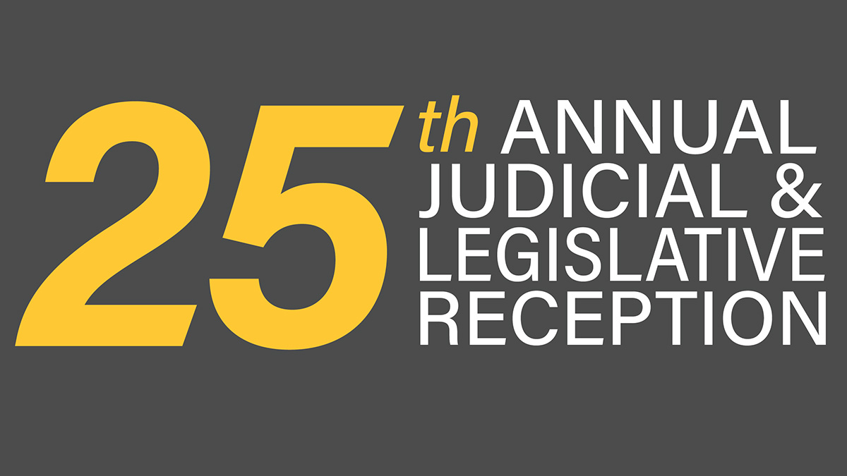 25th Judicial Legislative & Judicial Reception Logo in white and gold lettering on a dark gray background